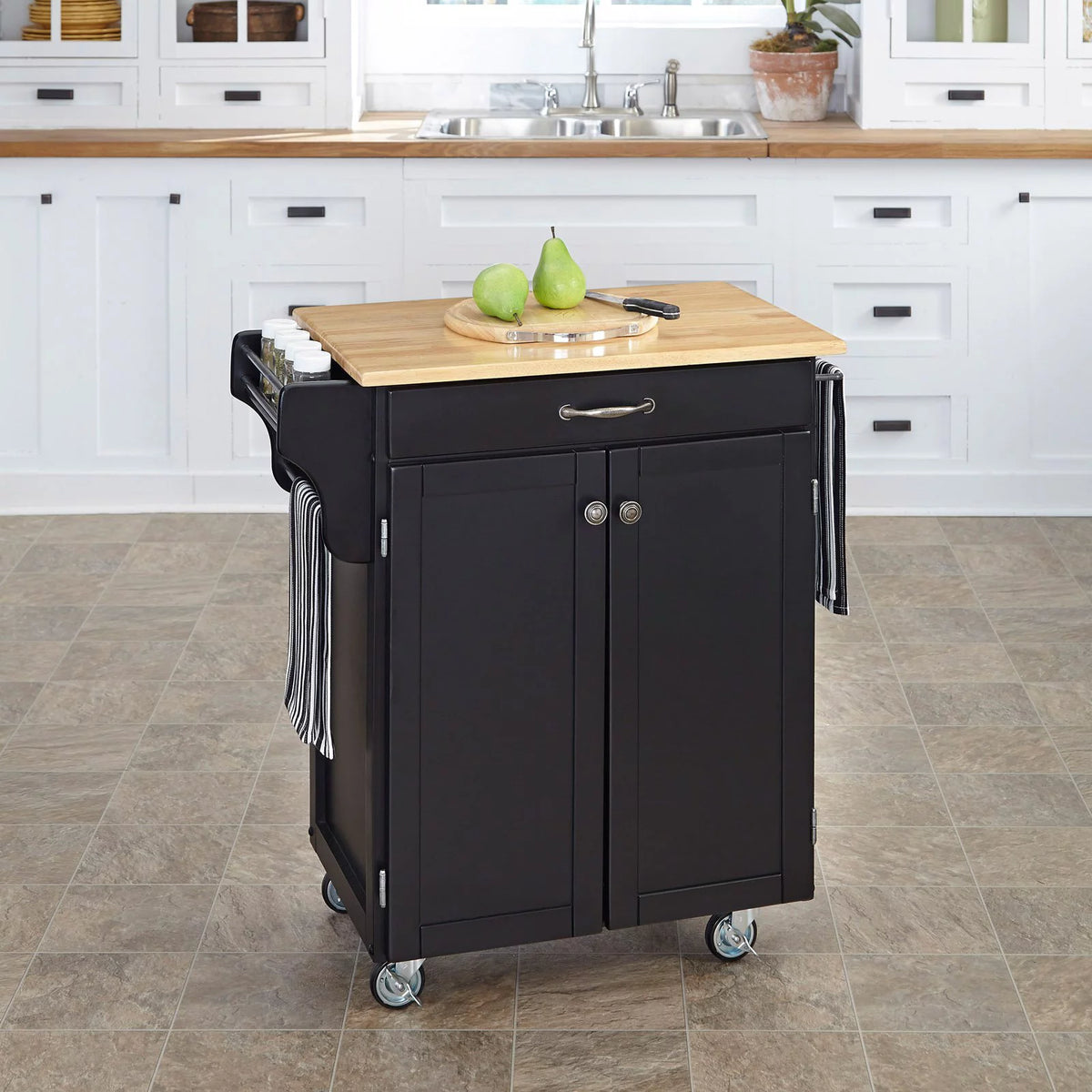 Off White Wood Kitchen Cart W574