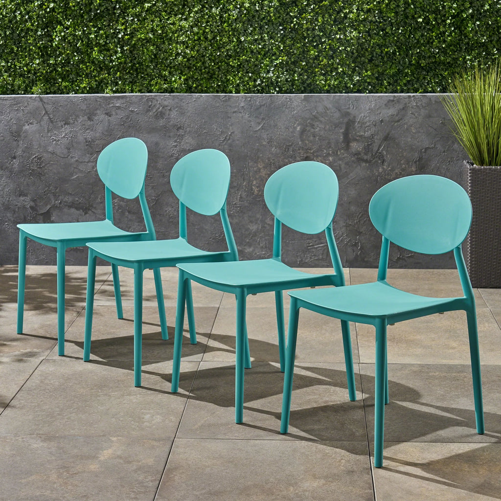 Teal Plastic Stacking Dining Chairs Set of 4 L58333