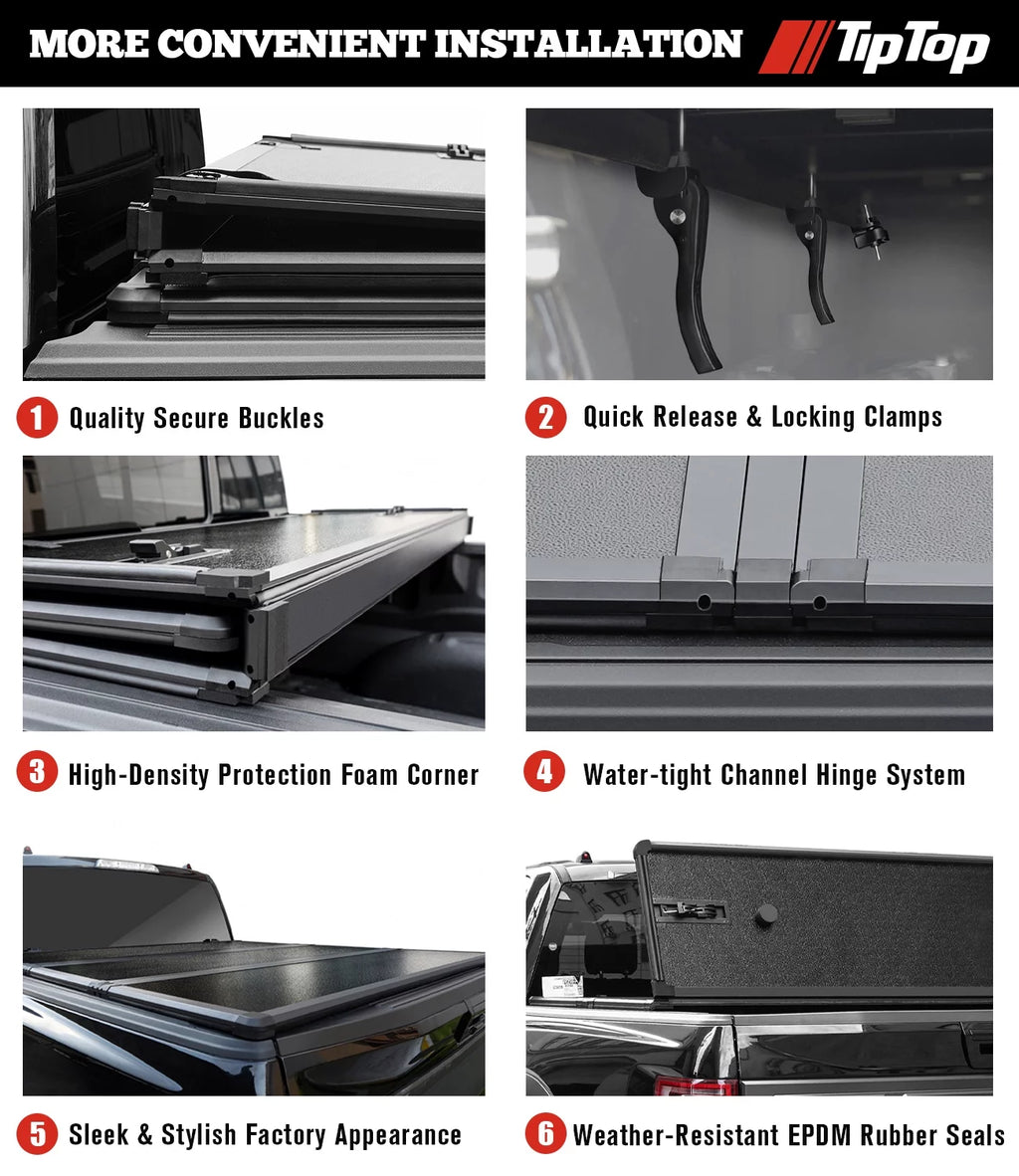 Tri-Fold Hard Tonneau Cover Truck Bed FRP On Top 5.5ft Bed C30174