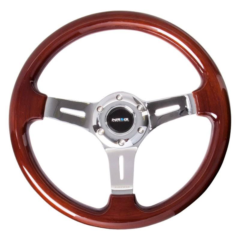 Chrome 3 Spoke 330mm Wood Grain Steering Wheel A37692