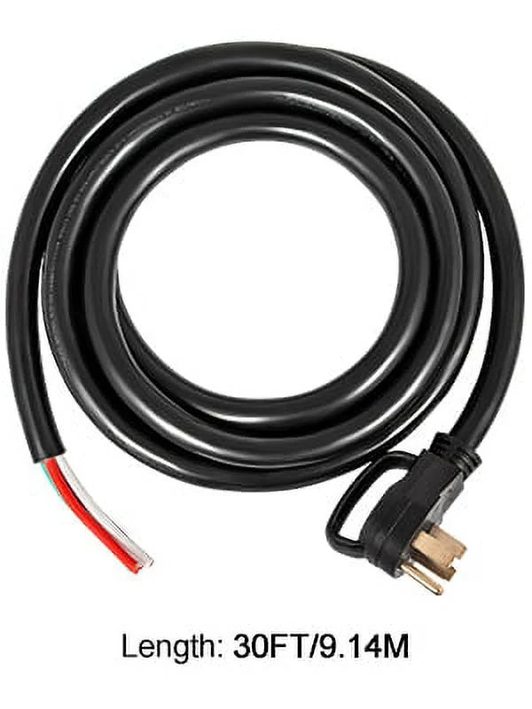 30' 50A RV Power Cord 6/3 + 8/1 AWG NEMA 14-50P to Bare Wire J54751