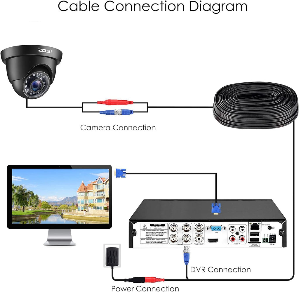 4 Pack 2MP 1080p HD-TVI Black Dome Security Camera with 80ft Night Vision T482