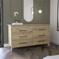 Light Oak White 6 Drawer Double Dresser O7749