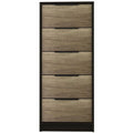 Black Light Oak 5 Drawer Wood Chest V31621