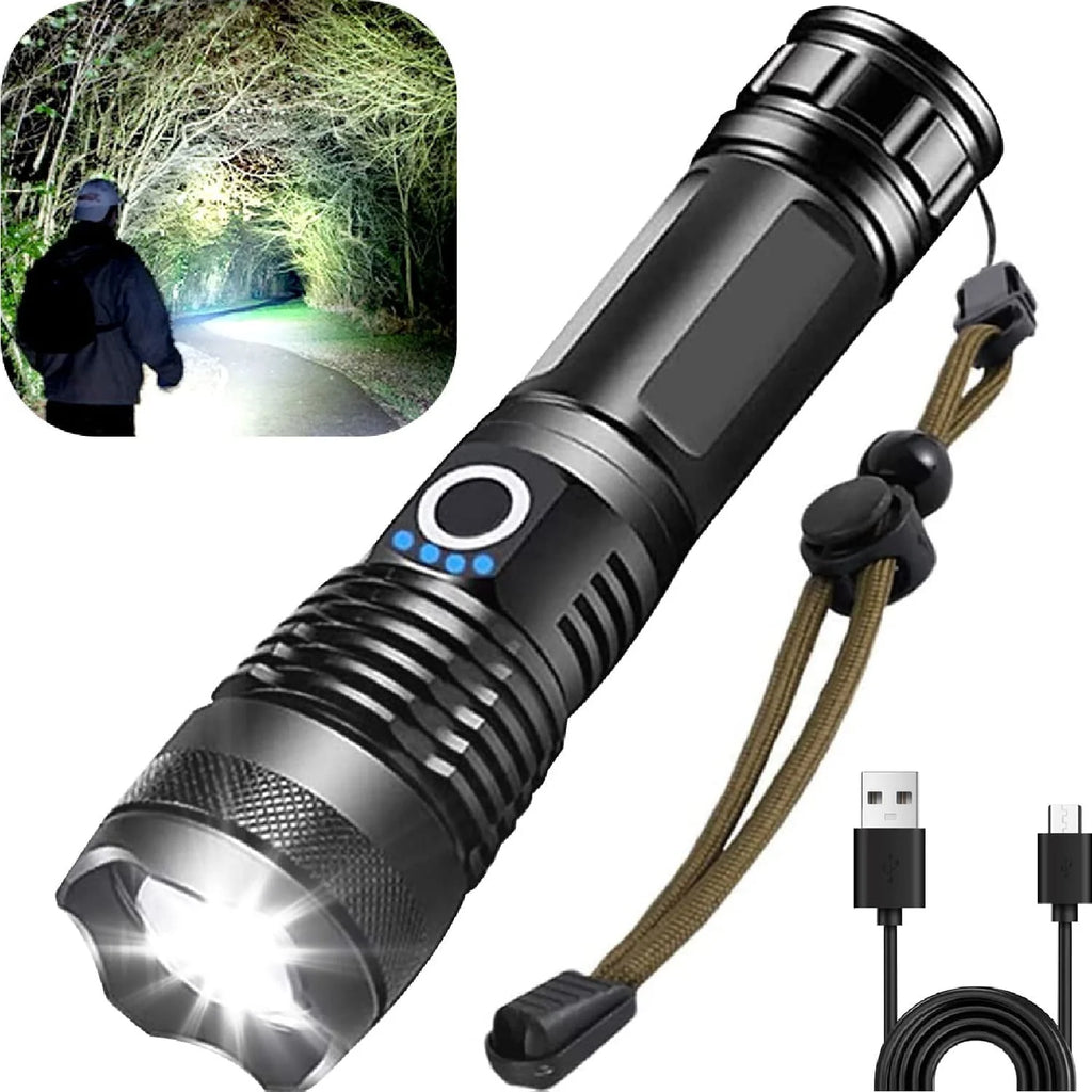 100000 High Lumens Usb Rechargeable Waterproof Flashlight K785