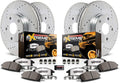 Carbon Fiber Ceramic Brake Pads and Drilled Slotted Brake Rotors F3287