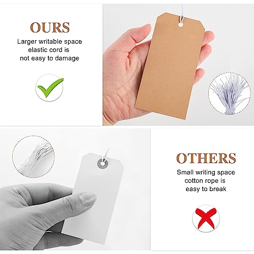 100pcs White Hang Paper Tags with String Attached T68418