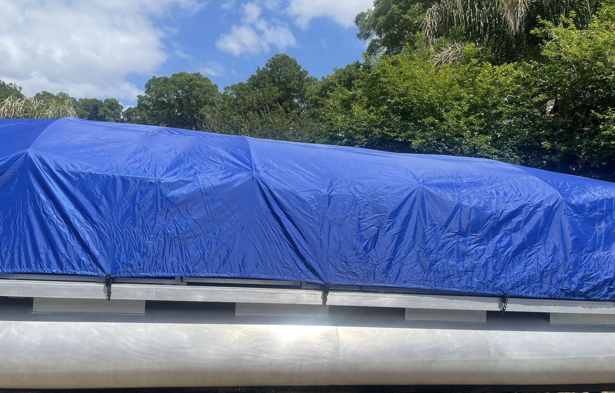 12'-18' Pontoon Boat Canvas Solution with 6 Rise Combo Pack with 12 Gator Bite Canvas Strap Solutions Z909