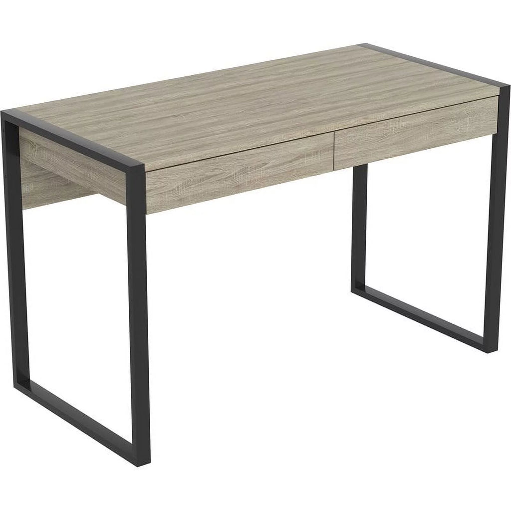 47"L 2-Drawers Black Metal Computer Desk Z64430