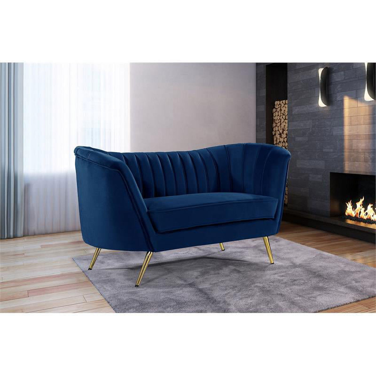 2 Piece Velvet Living Room Furniture Set with Loveseat and Accent Chair P7703