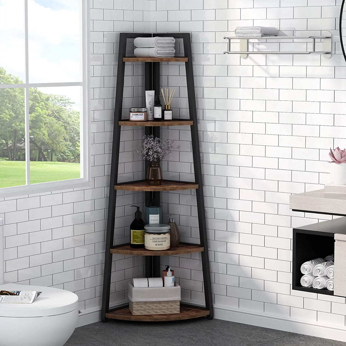 70 inch 5 Tier Corner Bookshelf E325040