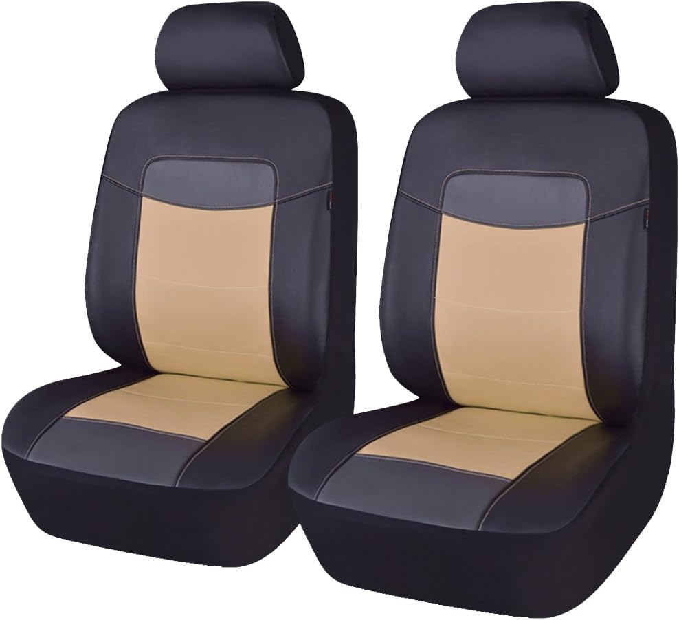 Black Leather Car Seat Covers Full Set Pack of 2 M823304