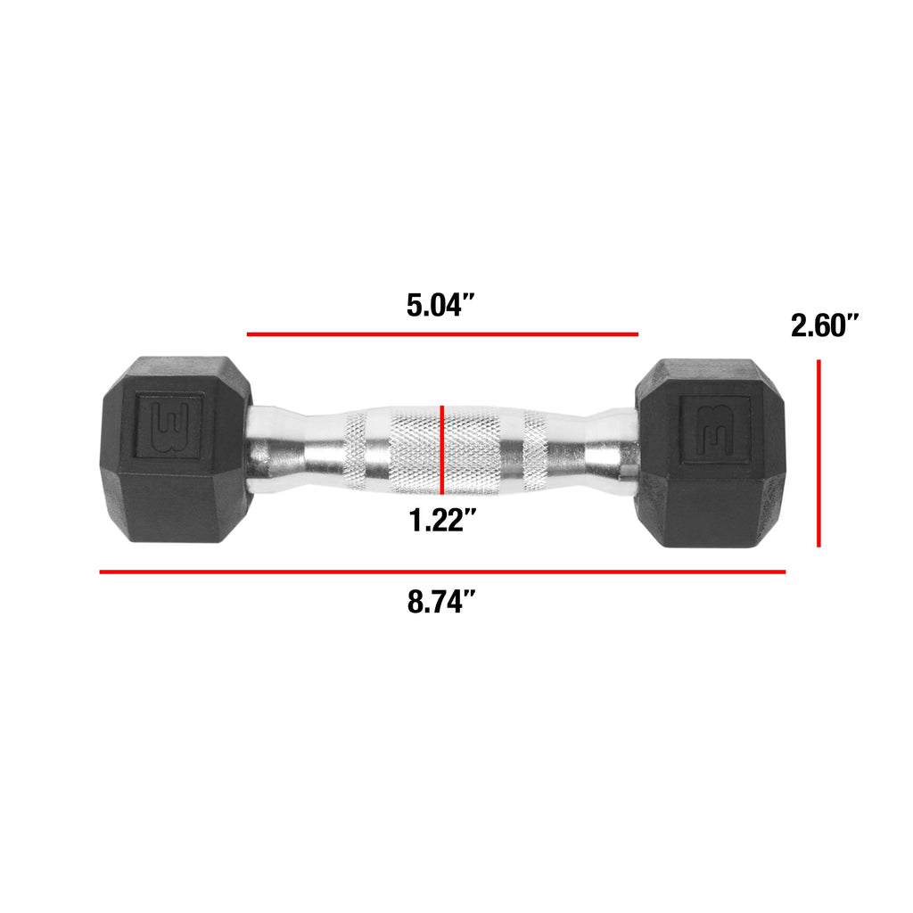 25lb Rubber Hex Dumbbell T365