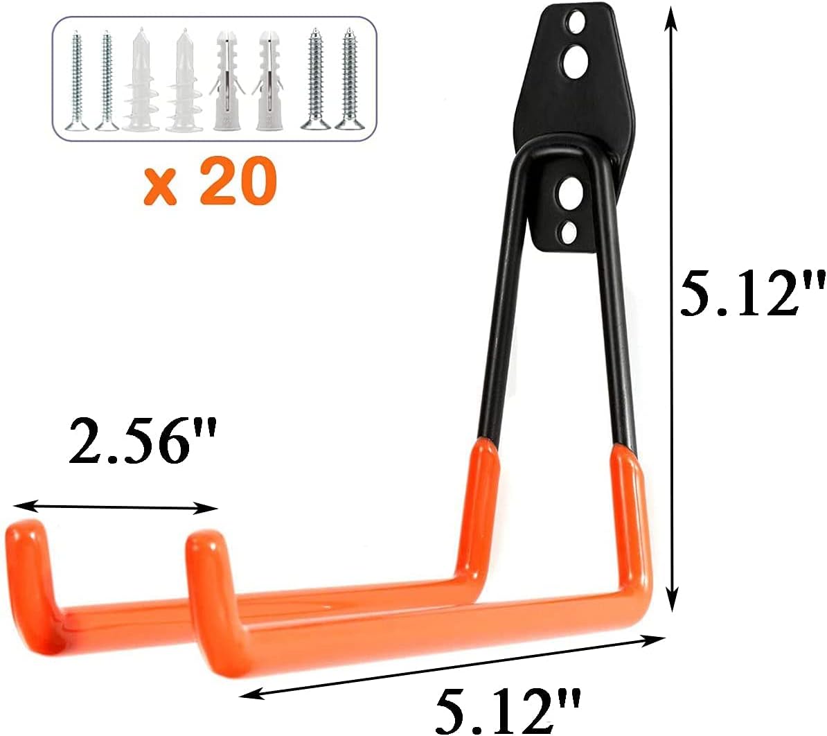 20 Pcs Heavy Duty Wall Mount Utility Hooks with Anti-Slip Coating J792338
