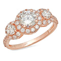 18K Rose Gold Three-Stone Diamond Engagement Ring size 3.5 L2021