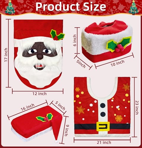 Black 4 Pcs Christmas Toilet Seat Cover Set L7515