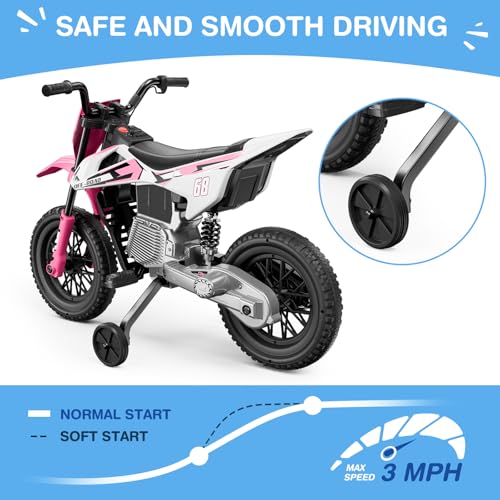 12V Kids Motorcycle with Training Wheels W74164