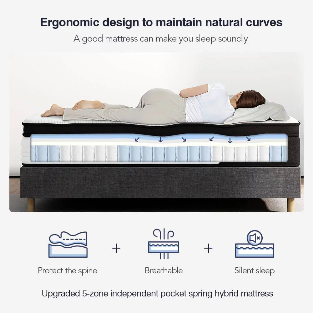 Queen Size 12-Inch Hybrid Memory Foam Innerspring Mattress P981558