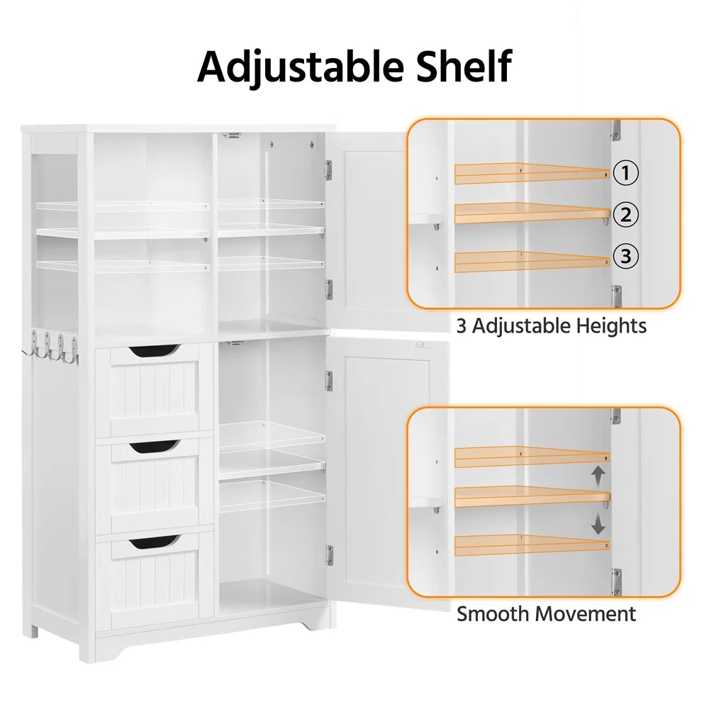 White 3 Drawer Wooden Bathroom Storage Cabinet M967968