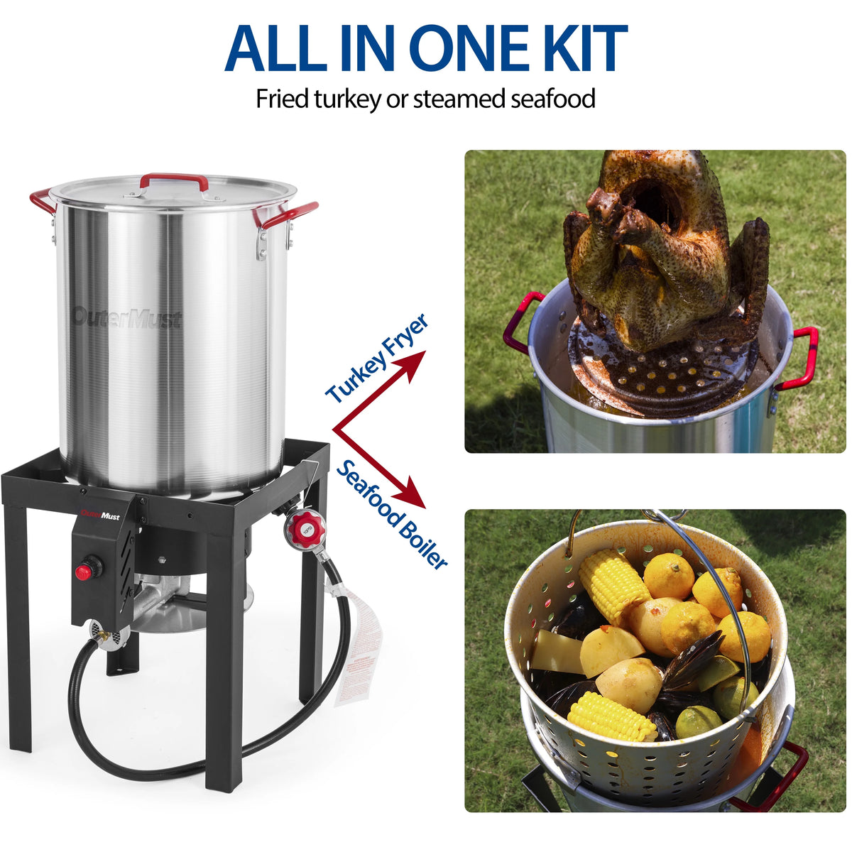 30 QT Turkey Fryer with Basket and Burner Set L809