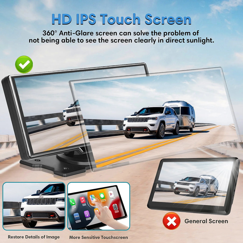 9.3 Portable Car Stereo with 2.5K Dash Cam and Backup Camera F10916