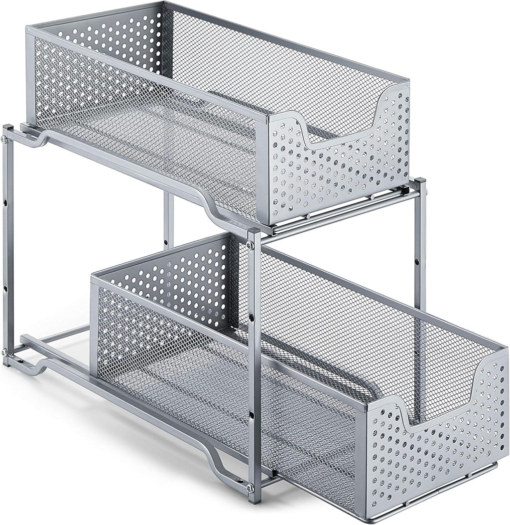 Bronze Stackable 2-Tier Under Sink Cabinet Organizer with Sliding Storage Drawer F86132