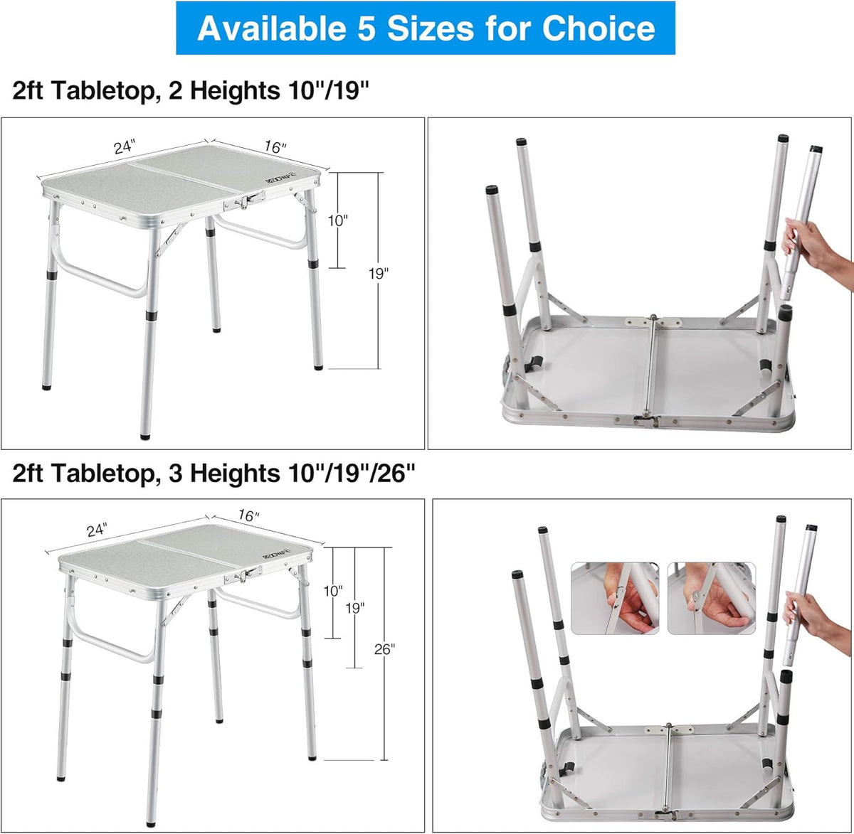 Folding Camping Table, 3ft Portable Aluminum Outdoor Table W820
