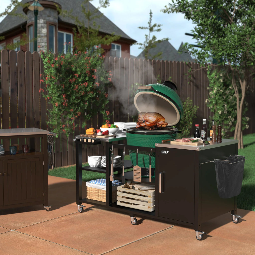 Heavy Duty Metal Grill Table with Storage Z402