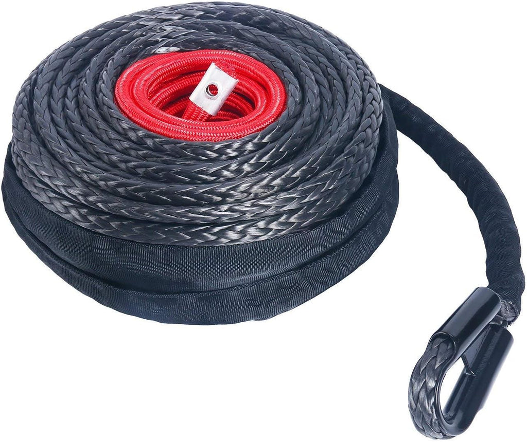 Black Synthetic Winch Rope Cable with Protective Sleeve, 22000lbs, Pack of 2 L44266
