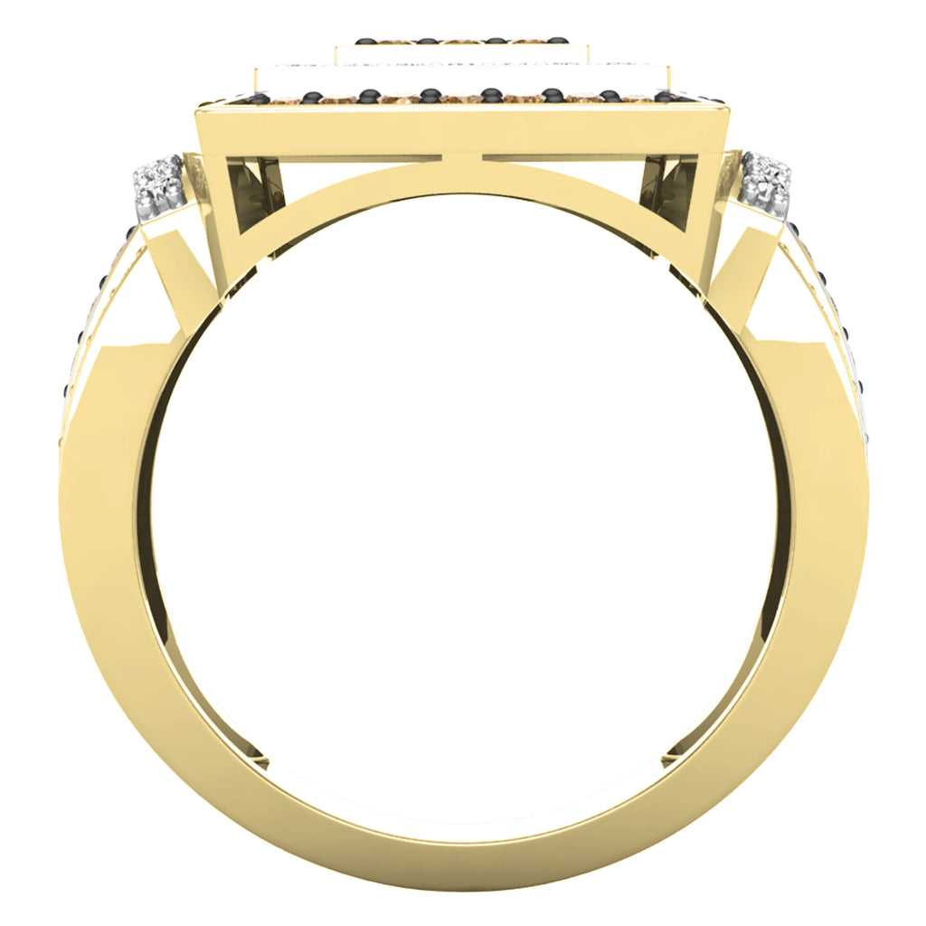 1.00 Carat Round Champagne & White Diamond Bridal Ring in 10K Yellow Gold, Size 5 H78992
