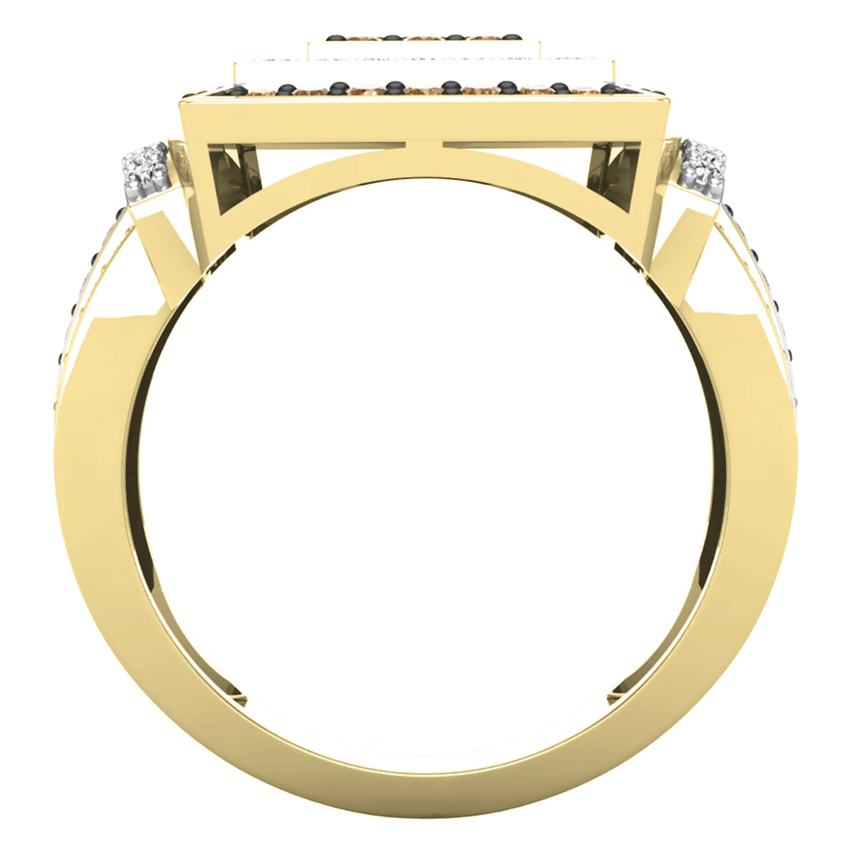 1.00 Carat Round Champagne & White Diamond Bridal Ring in 10K Yellow Gold, Size 5 H78992