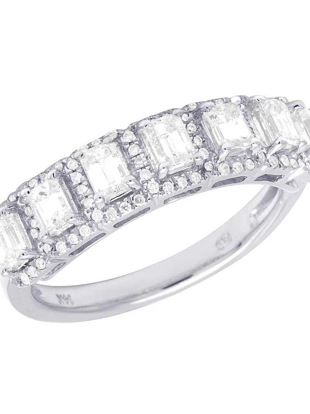 14K White Gold Diamond Emerald Solitaire Ring 1.25 Ct 5MM V496