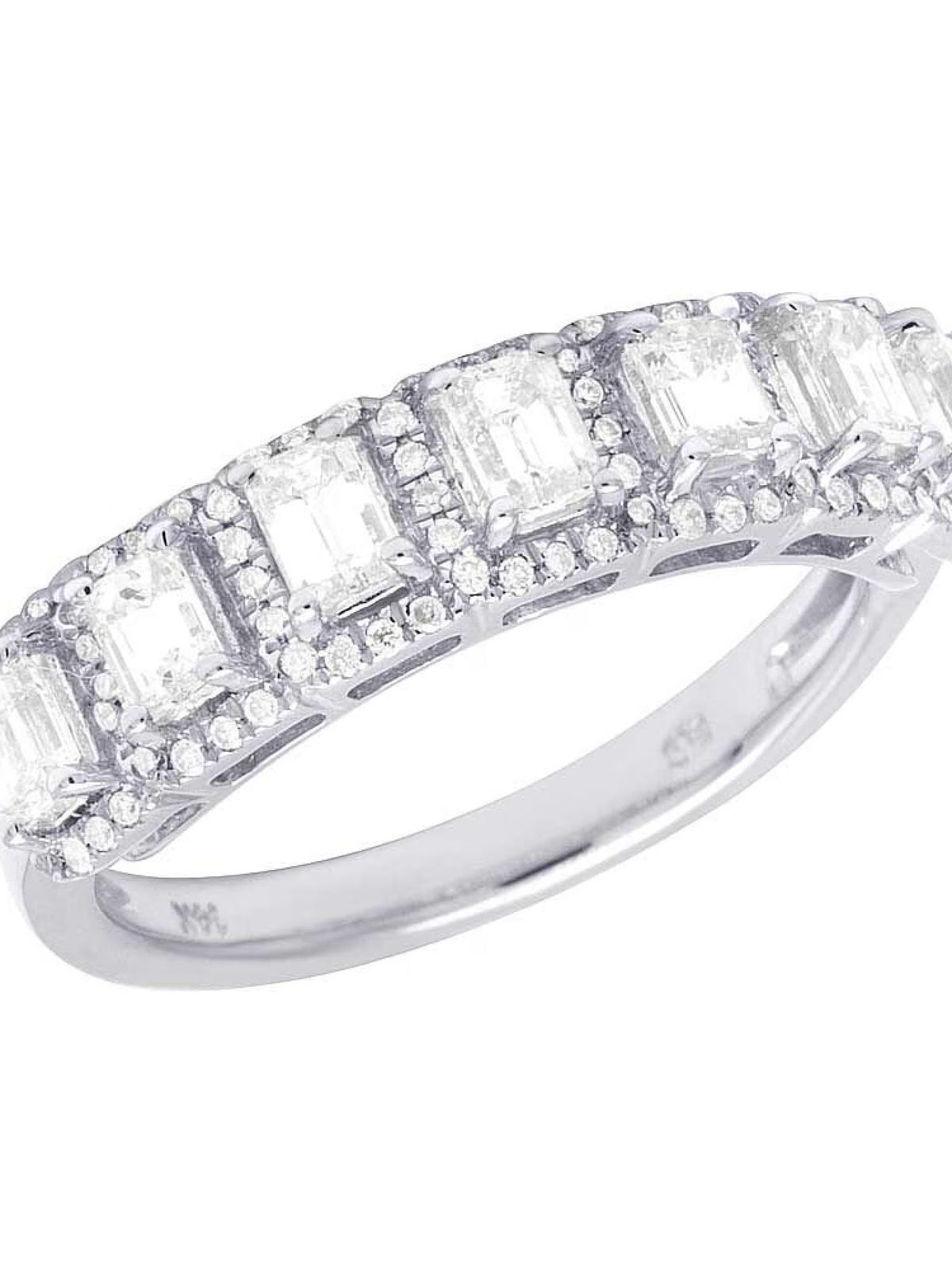 14K White Gold Diamond Emerald Solitaire Ring 1.25 Ct 5MM V496