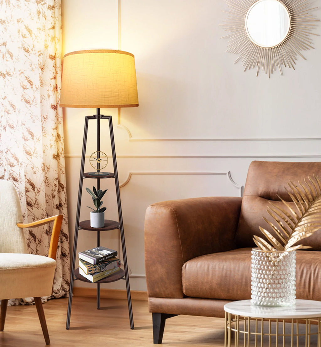 Black Tripod Floor Lamp with Shelves P21118