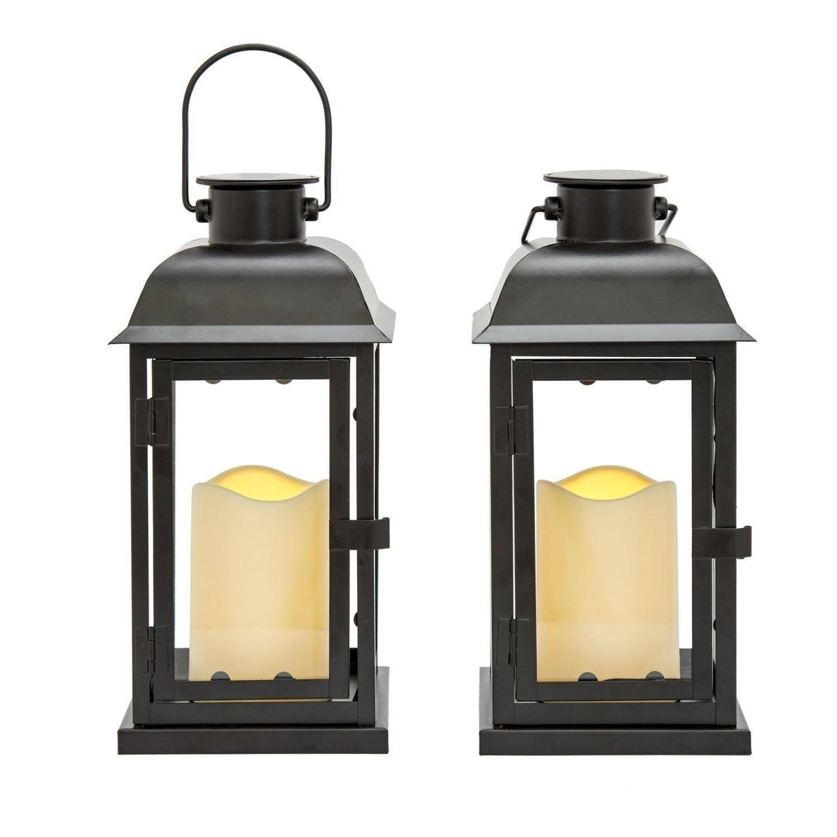 Black Solar Candle Lanterns Set of 2 B831