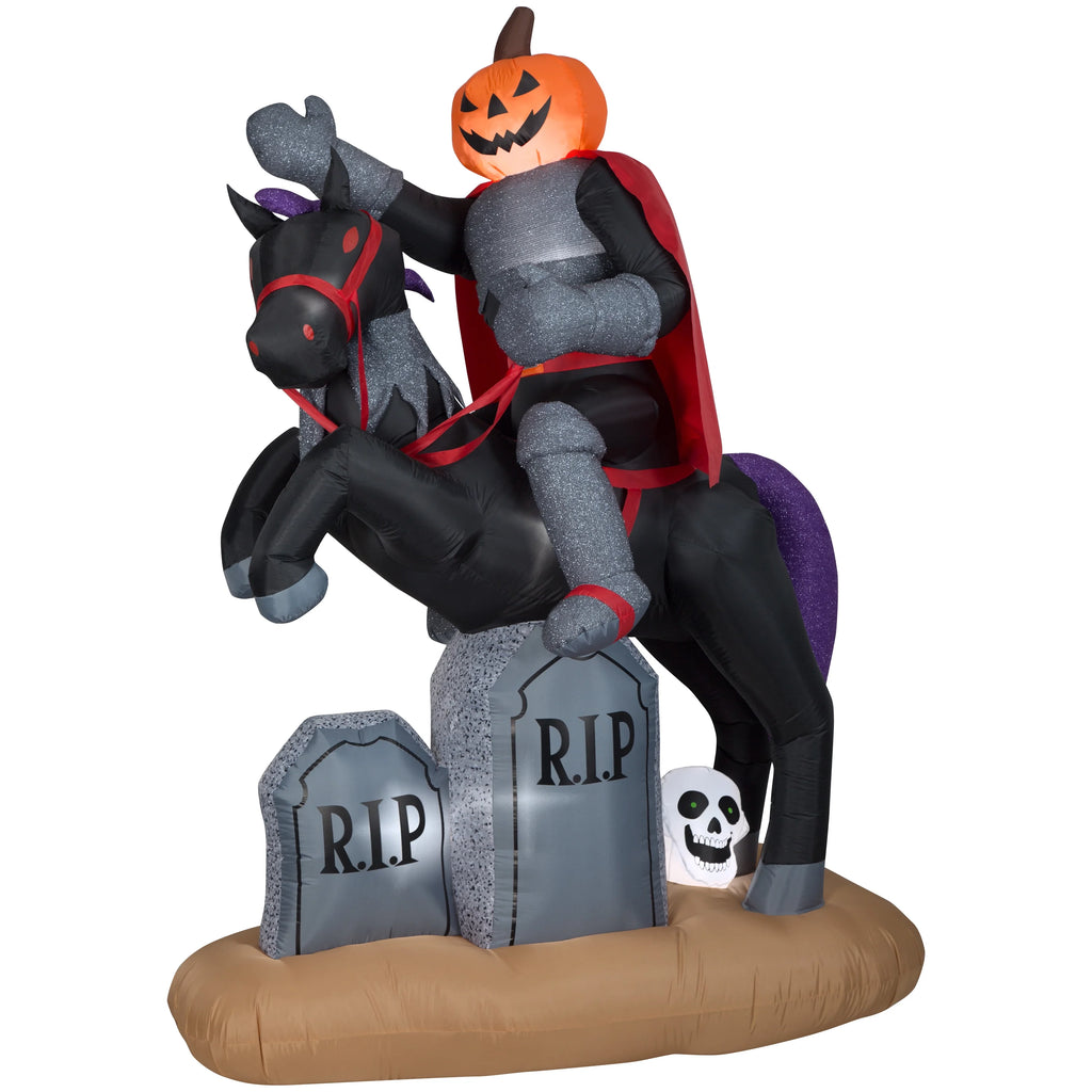 7' Airblown Inflatable Horseman on Tombstone P12161