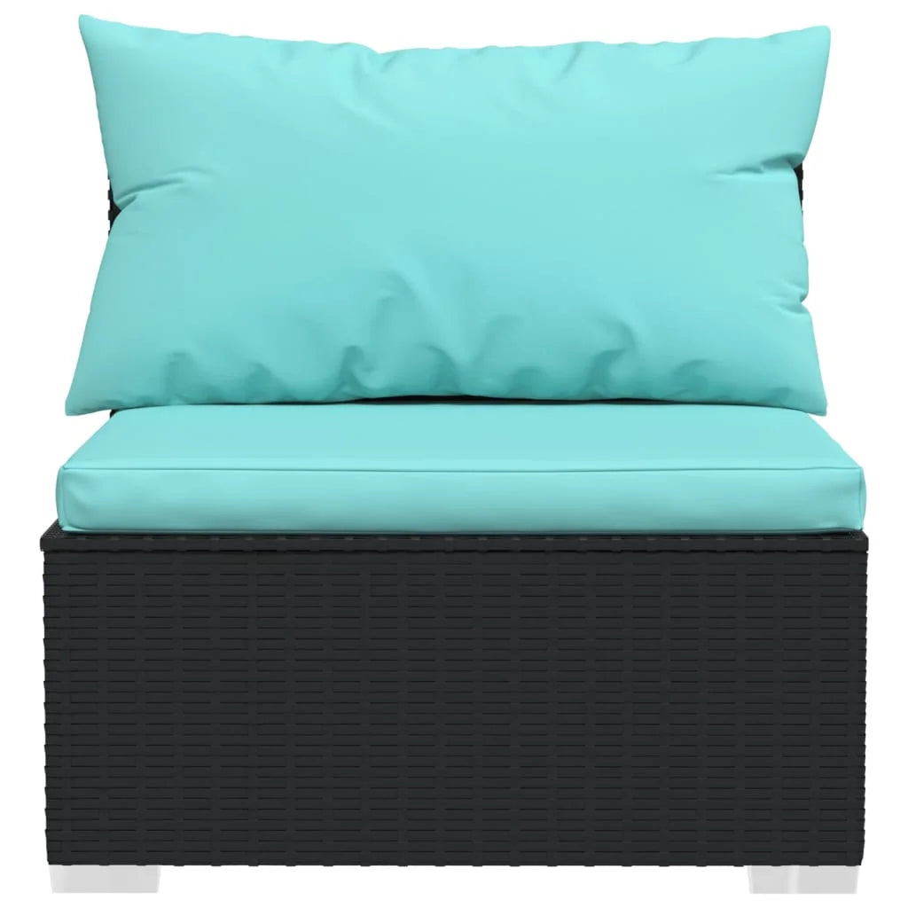 2 Piece Patio Furniture Set with Cushions Poly Rattan Black S197