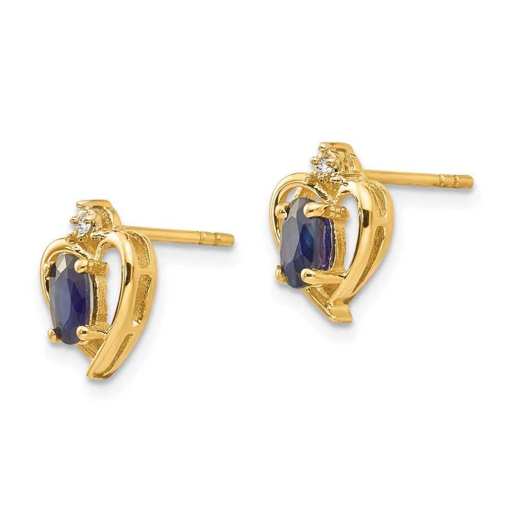 14k Sapphire and Diamond Heart Earrings J20102