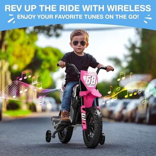 12V Kids Motorcycle with Training Wheels W74164