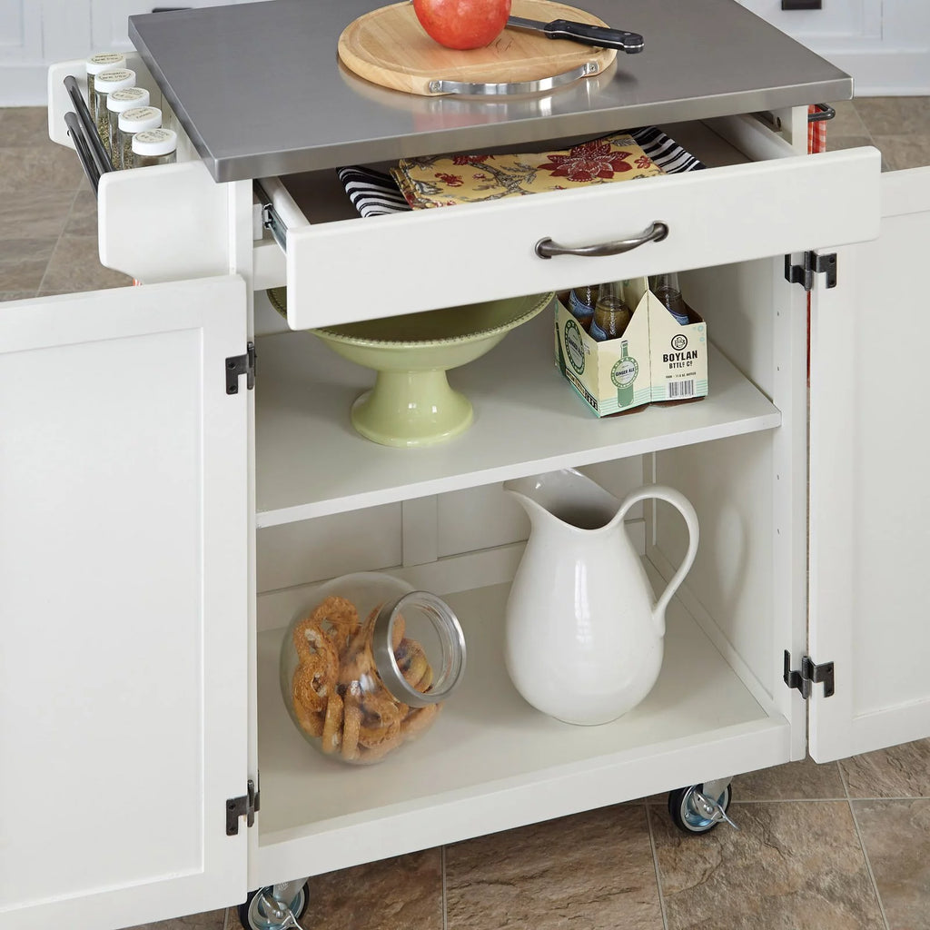 Off White Wood Kitchen Cart W574