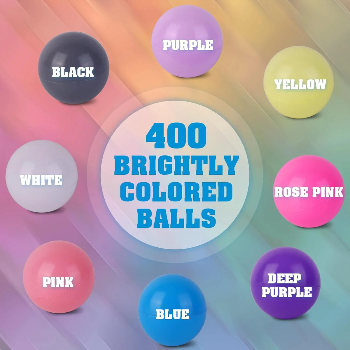 Pastel Plastic Ball Pit Balls with Storage Mesh Bag W33569