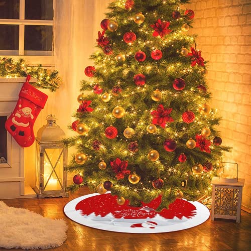 Red 48 inches Plush Christmas Tree Skirt G809287