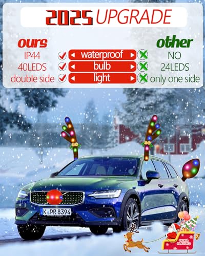 Christmas Reindeer Antlers Car Decoration Kit IP44 Waterproof LED Lights Multicolor Z5014