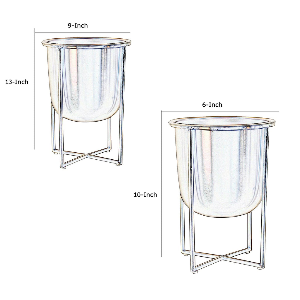 Gold Metal Frame Glass Planter Set of 2 U13268