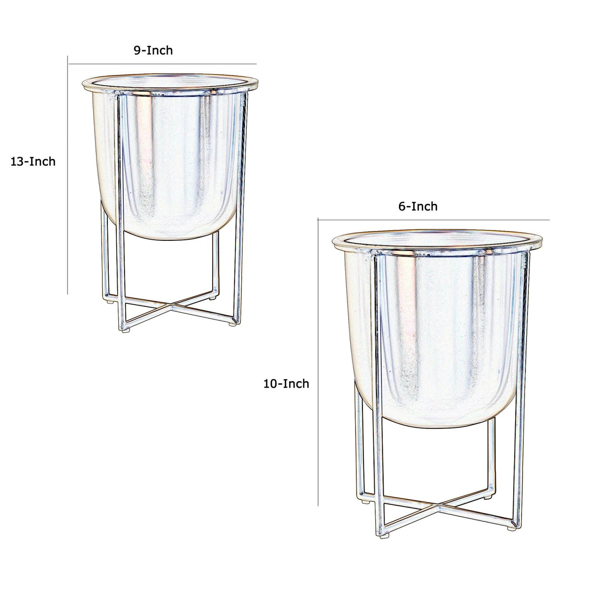 Gold Metal Frame Glass Planter Set of 2 U13268
