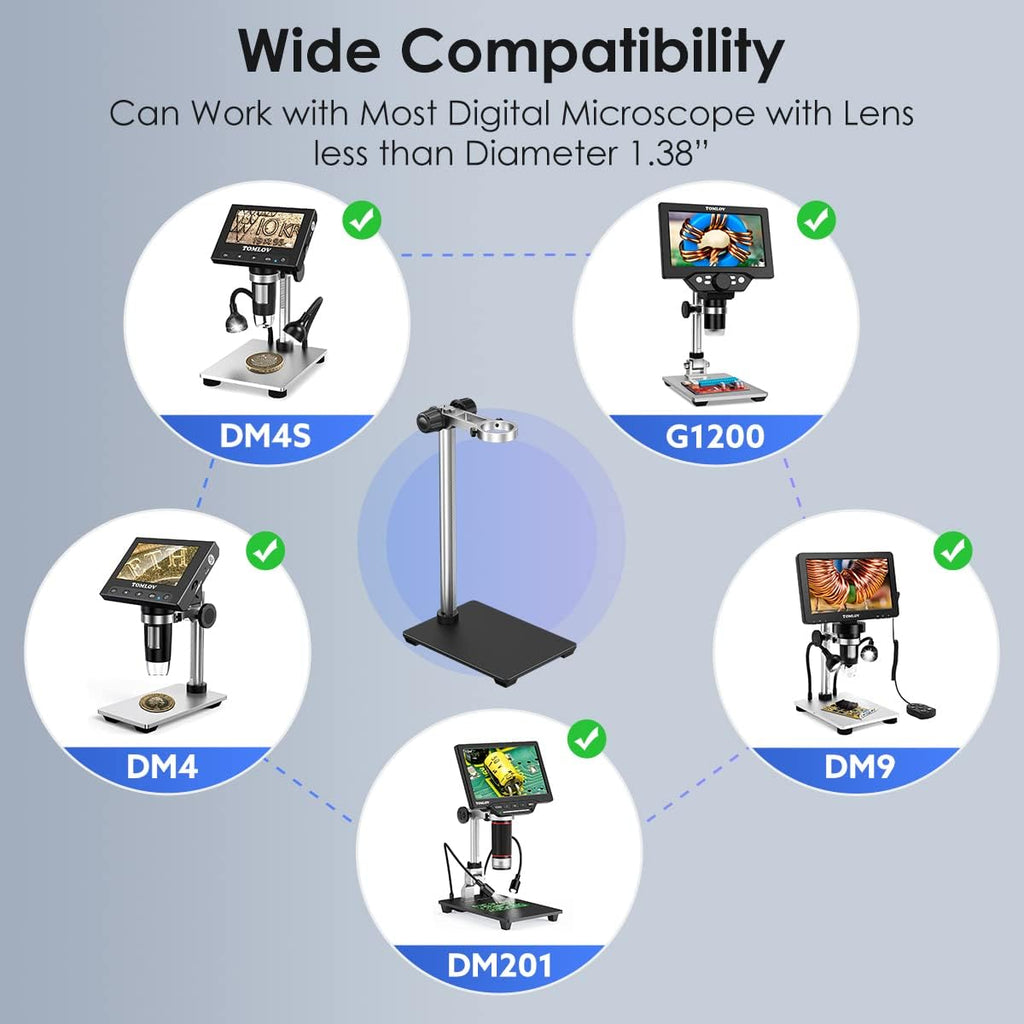 Microscope Base Stand Universal Holder Desktop Support Bracket for Max 1.4 Diameter USB LCD Digital Microscope Magnifier Camera, Aluminum Alloy I3642