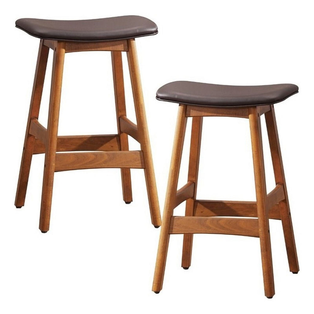 Faux Leather Counter Stool in Brown (Set of 2) Y16359