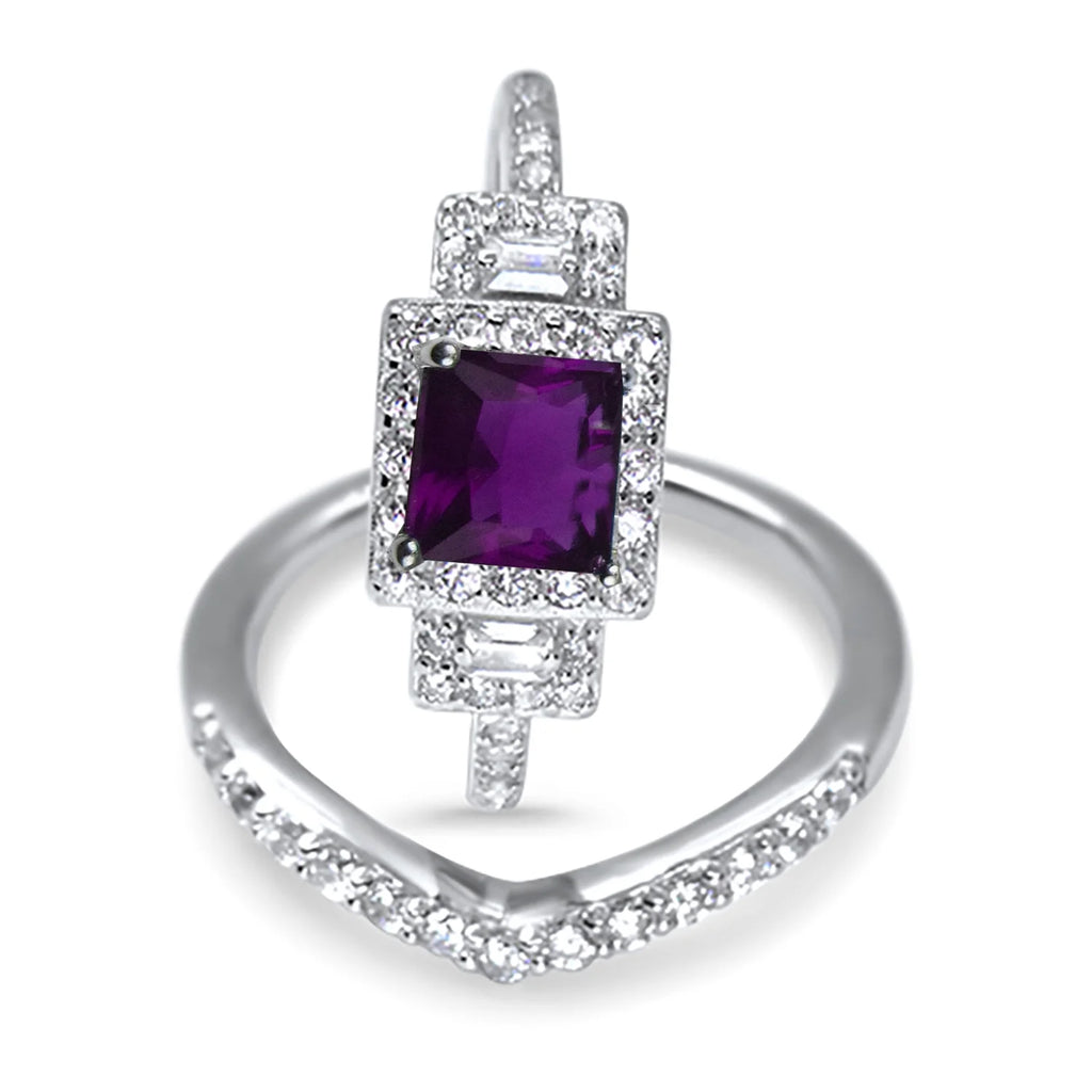 Amethyst Purple CZ Ring Set Size 6 L6789