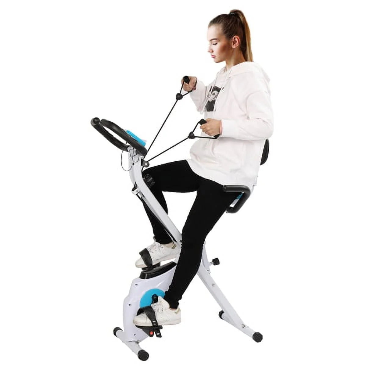 Foldable Indoor Exercise Bike 300LB Capacity 8-Level Magnetic Resistance B721