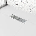 Brushed 304 Stainless Steel 12 inch Linear Shower Drain with Removable Grid Panel E741686